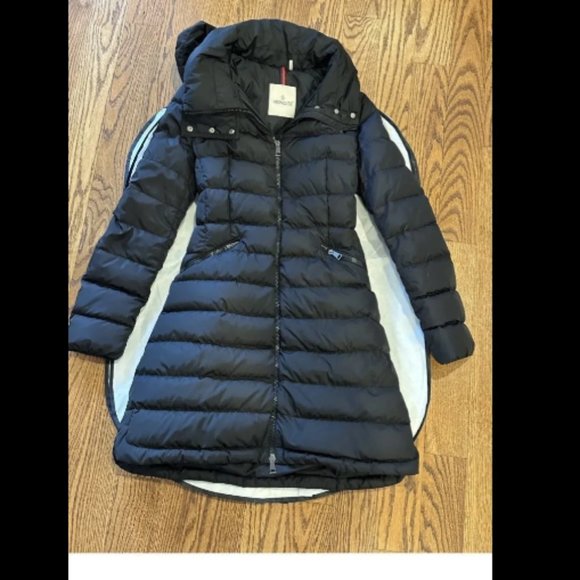 Moncler Flammette Womens High Neck Puffer Coat Black Size 0 (Parka Winter, Down) - Picture 3 of 6